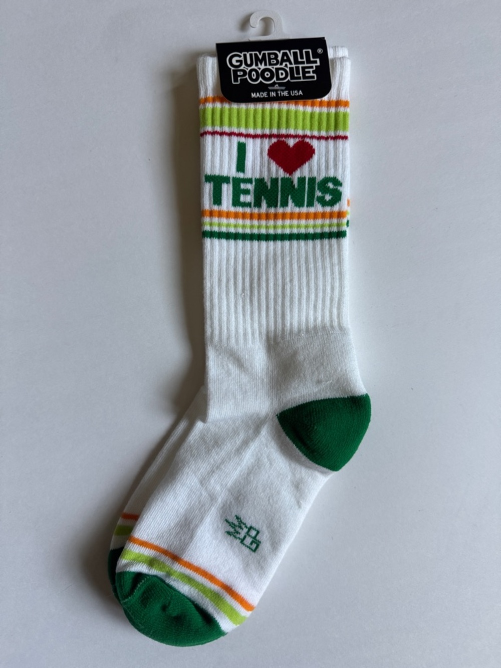 Gumball Poodle "I ♥ Tennis" White Athletic Socks